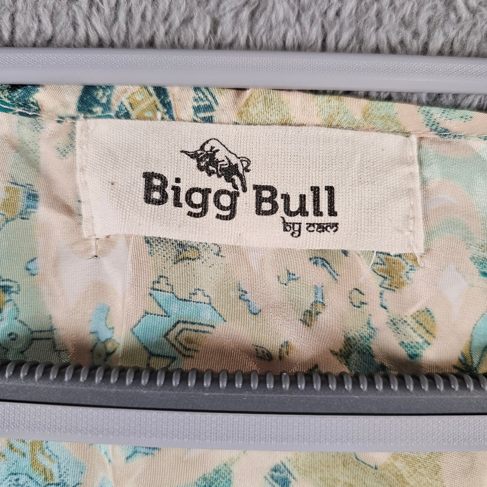 Bigg Bull Silk Blend Wrap Top Teal Gold Paisley Ruffle Bell Sleeve Boho Crop - Picture 3 of 7